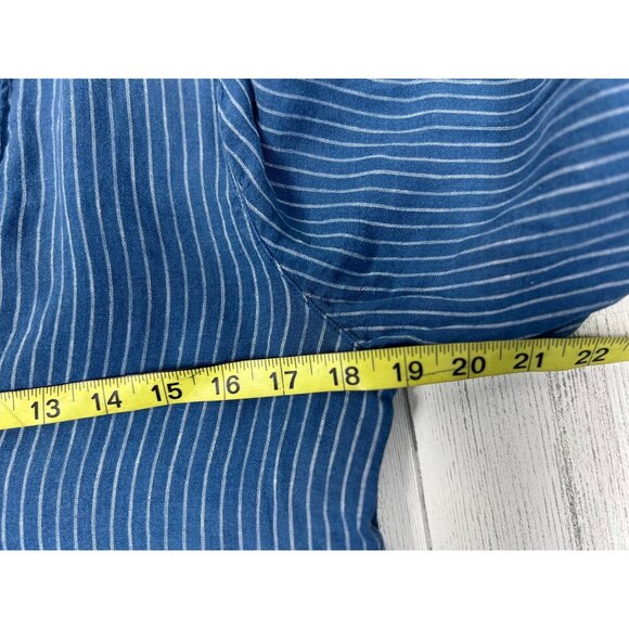 Garnet Hill Womens Blue & White Striped 100% Linen Tunic Dress V-Neck 3/4 Sleeve - Picture 5 of 15